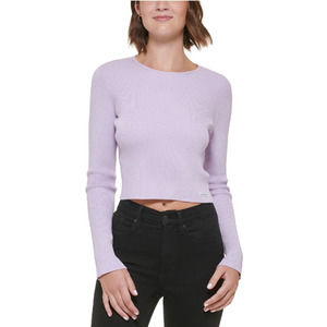 NWT! Calvin Klein Women' Cropped Ribbed Knit Sweater - Purple Size XL
